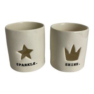 Rae Dunn Artisan Collection Magenta Sparkle Glow Votive Candle Holder Ivory